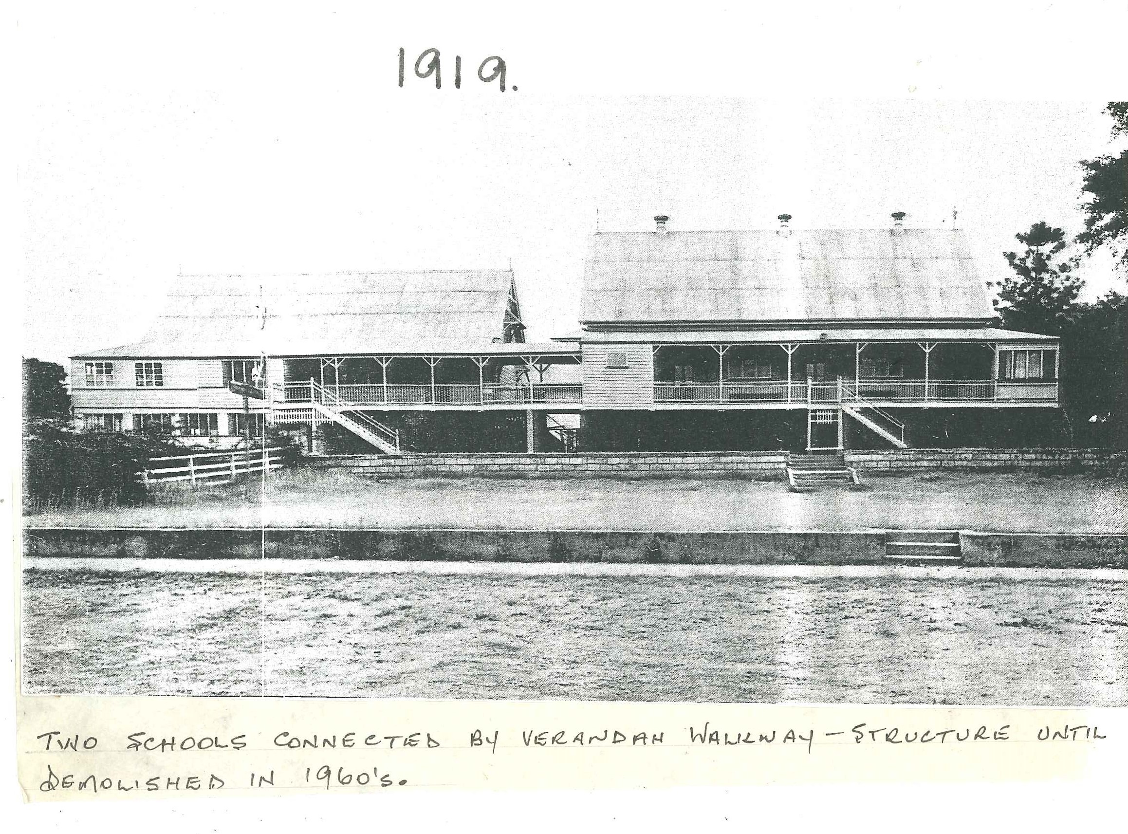 Two schools connected by verandah walkway